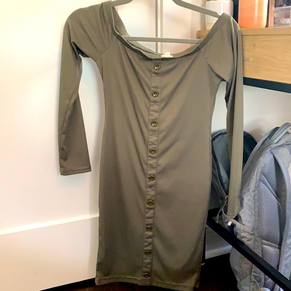 Off the shoulder green dress